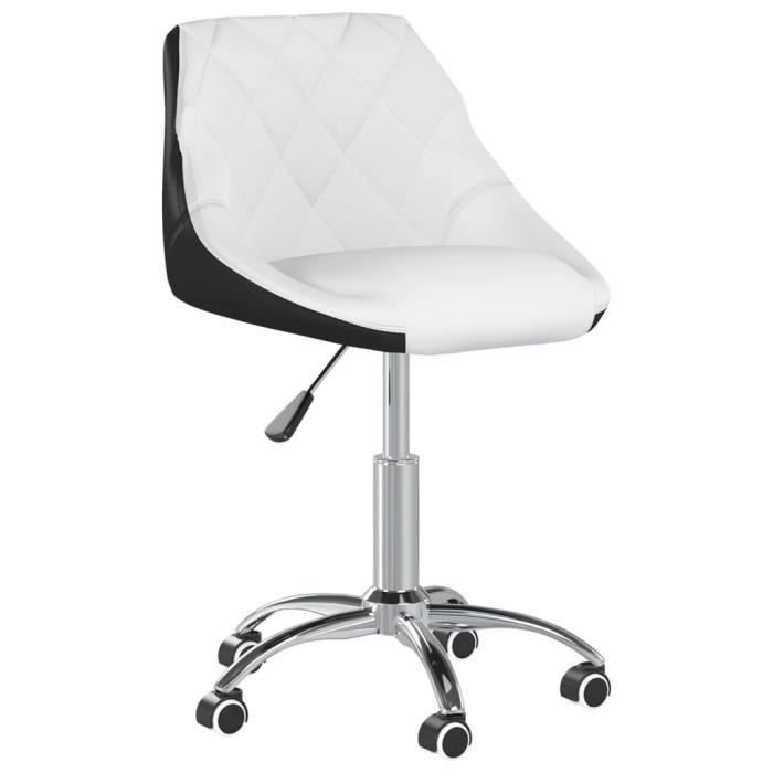 fauteuil de bureau pivotant 360 degrés blanc et noir similicuir - eu40864 - classique - intemporel