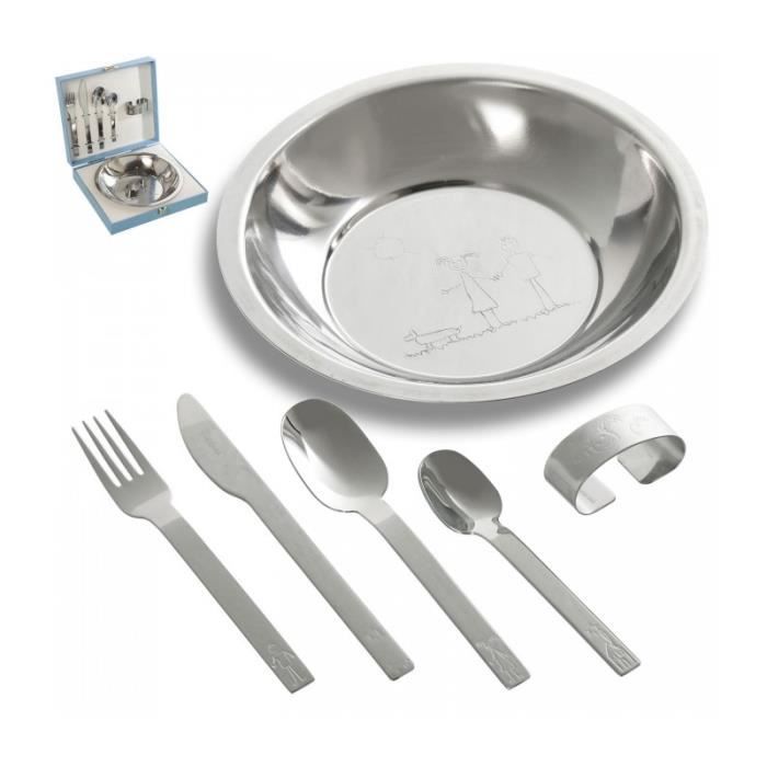 Coffret Cadeau Vaisselle Bebe Inox 6 Pieces 0 Chrome Inox Cdiscount Maison