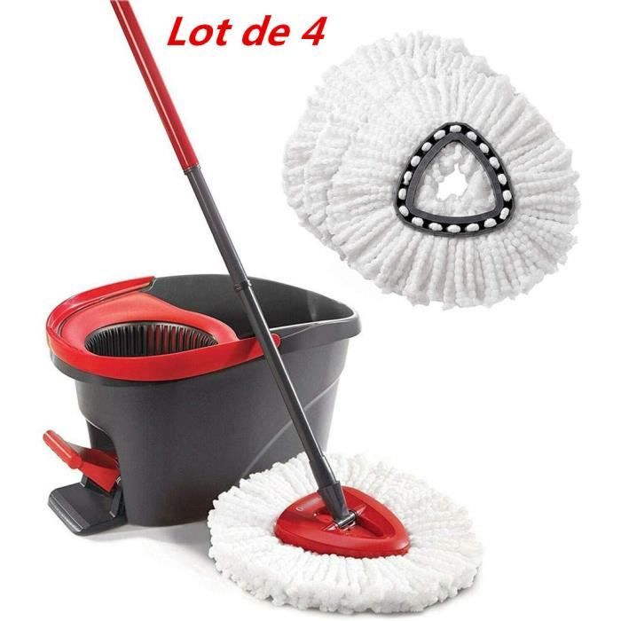 Vileda Turbo Lot De 5 Têtes De Serpillère Microfibre Compatibles Vileda EasyWring - Lavables Machine - Pour Nettoyage En Profondeur Compatible EasyWring