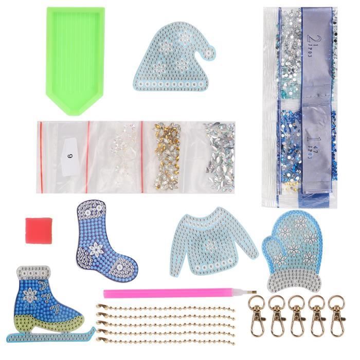 Kit Bricolage Adulte Vordpe Lot De 12pcs Peinture Diamant Porte-clés Pendentif Noël Décoration 5D DIY Idée Cadeau Enfant (Large Kit Diamond Painting