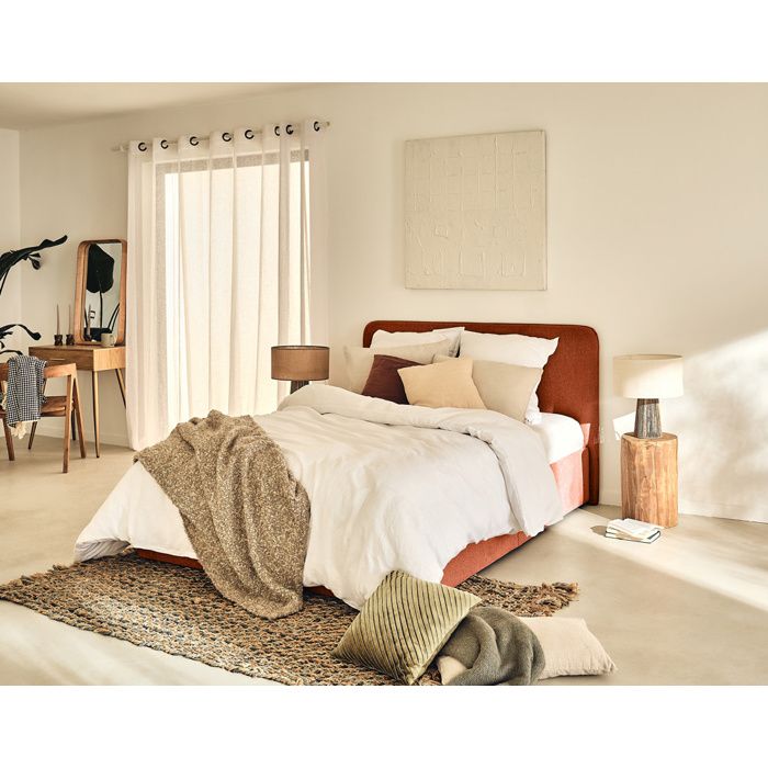 Goyave - lit coffre queen size - 160x200 - en tissu - sommier inclus - Terracotta Goyave - lit coffre queen size - 160x200 - en tissu - sommier inclus - Terracotta