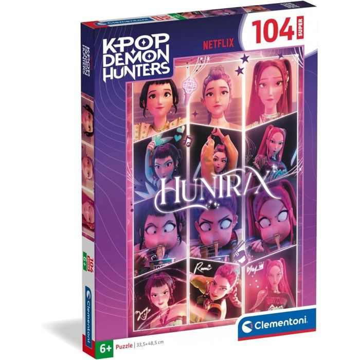 Clementoni - K-Pop Demon Hunters - Puzzles 104 Pièces Super - Puzzle enfant - Dès 6 ans - Huntrix -Rumi Mira et Zoey - Netflix