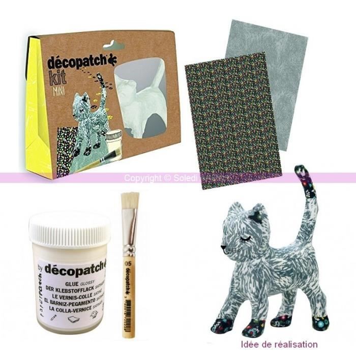 Kit Mini Creatif Decopatch Chat Gris 13 5cm En Platre Avec Accessoires Pinceau Feuilles Et Colle Unique Achat Vente Kit Papier Creatif Kit Mini Creatif Decopatch Cdiscount