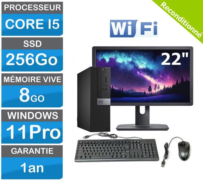 Unité Centrale PC Bureautique : Dell OptiPlex 5040 SFF i5 SSD 256 Go Windows 11 Pro. - Dell