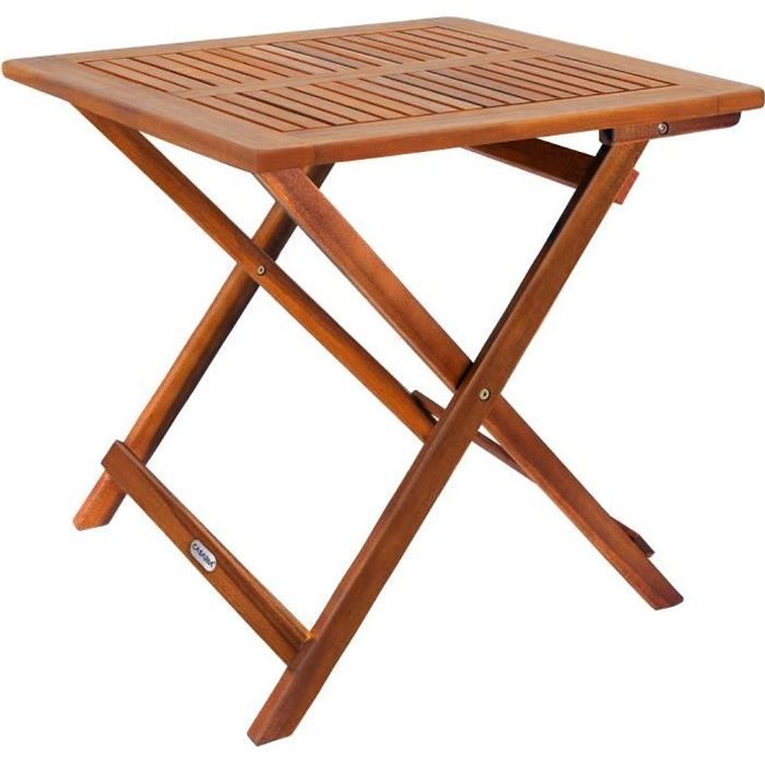 table d'appoint pliante en bois d'acacia - casaria - 70x70x73cm - pliable pour économiser de la place