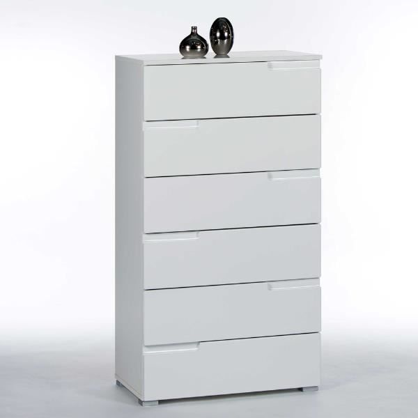 Commode Peso - EMOB - 6 tiroirs - Blanc - Brillant 
