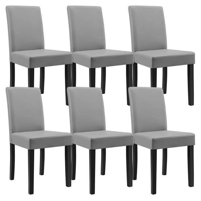 Lot de 6 chaises de salle à manger Hamburg similicuir gris clair EN.CASA
