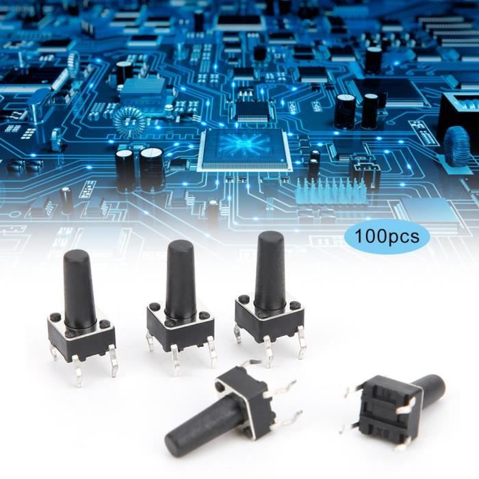 100 Pièces Interrupteur Tactile Momentané Interrupteur À Bouton-poussoir