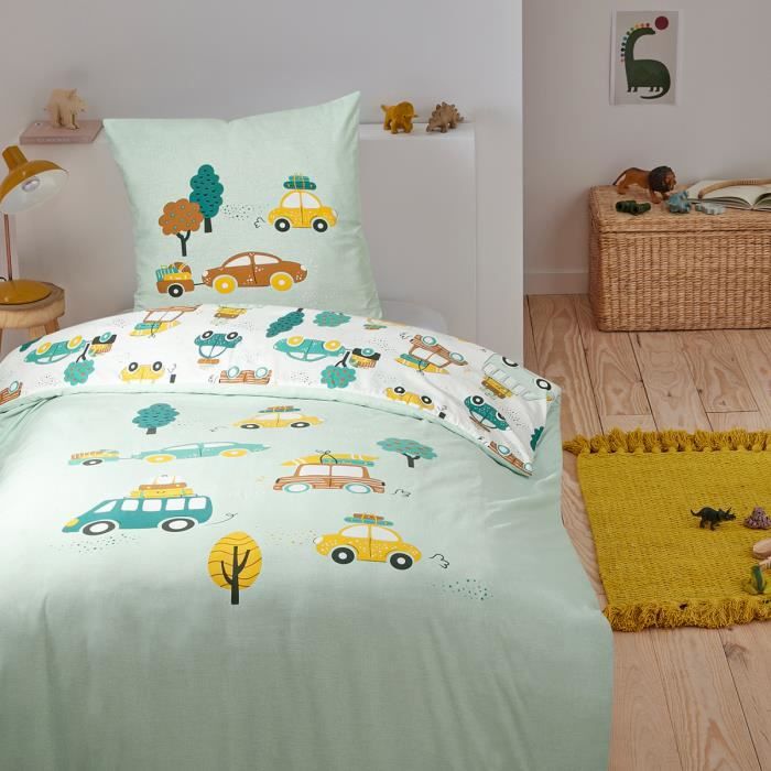 Parure de lit enfant voiture réversible 140x200cm Cdiscount