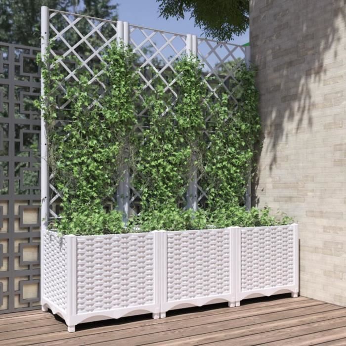 Jardinière avec treillis - FYDUN - YN013 - Blanc - 120x40x136 cm - Polypropylène