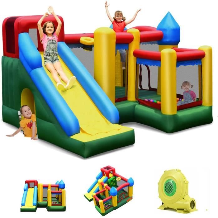 Château gonflable de 9x4m avec toboggan et accessoires inclus
