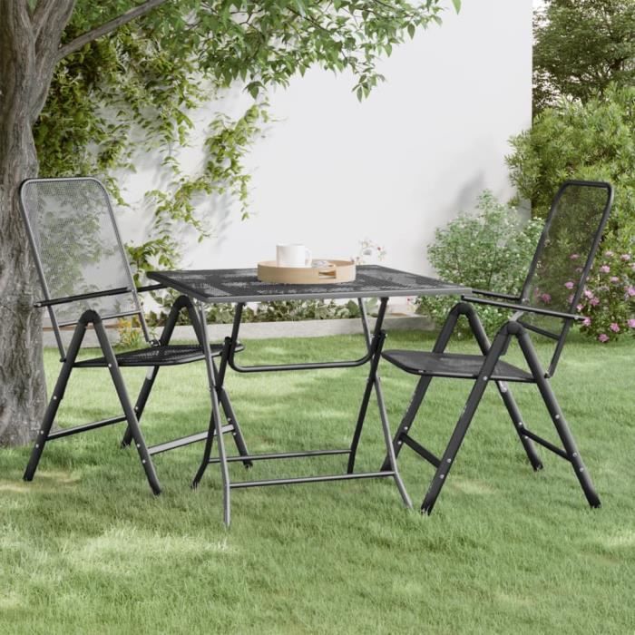Table de jardin 80x80x72 cm Maille métallique Anthracite -zhuoshop