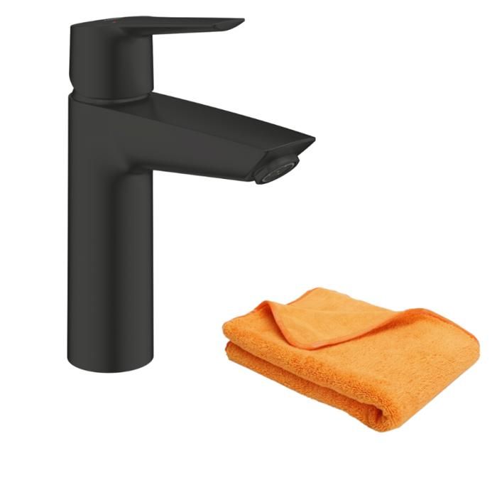 Grohe Mitigeur lavabo Start noir M + microfibre