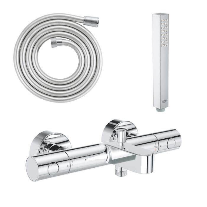 Grohe Mitigeur bain douche Precision Get avec douchette 1jet Vitalio Joy Cube et flexible 200cm