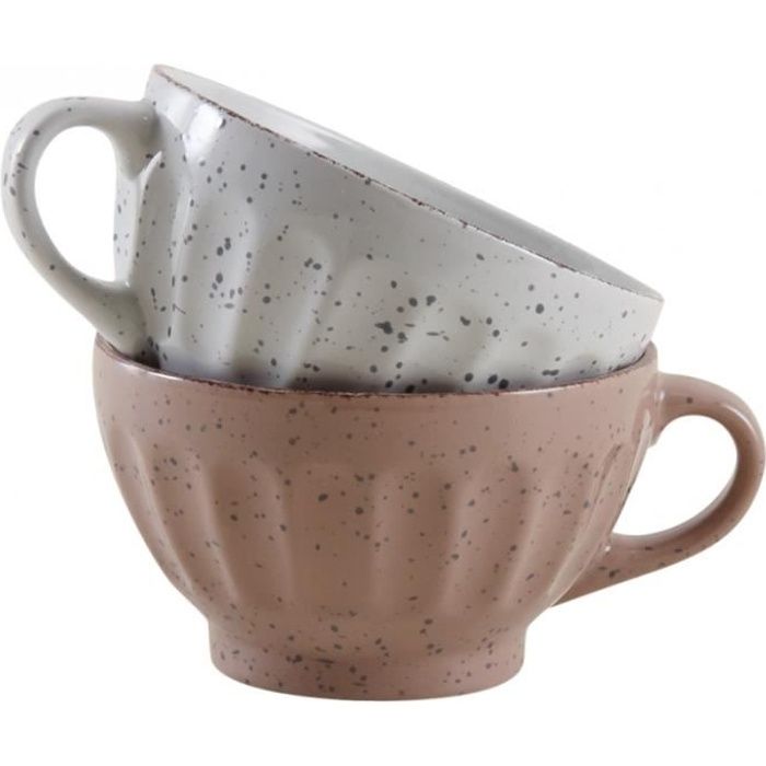 Bol Petit Déjeuner En Grès Avec Anse - Lot De 6 - Maison