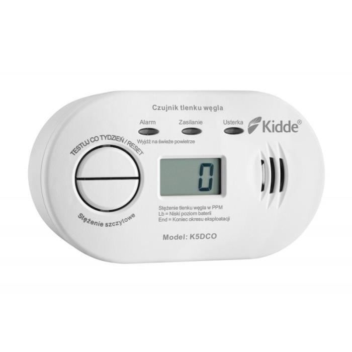 Détecteur de monoxyde de carbone - KIDDE - K5DCO - Écran LCD - Détection électrochimique - 10 ans dautonomie