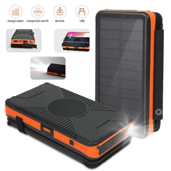 KNKA® 26800mAh Batterie Externe Solaire sans fil Portable Chargeur de