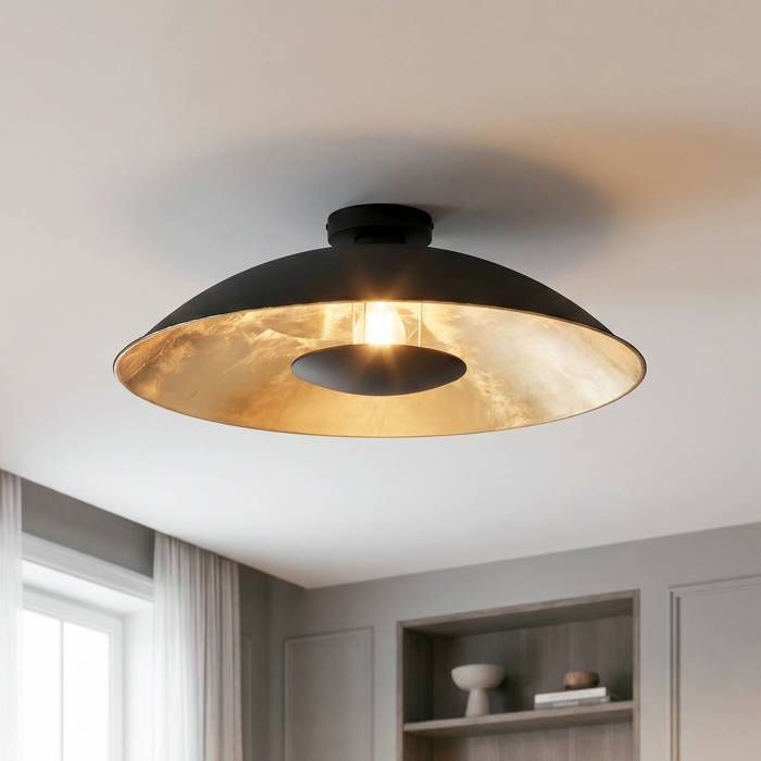 Lindby Plafonnier Emilienne à intensité variable (Moderne) en Noir Métal e. a. pour Salon & Salle manger (1 lampe à E27) Luminaire