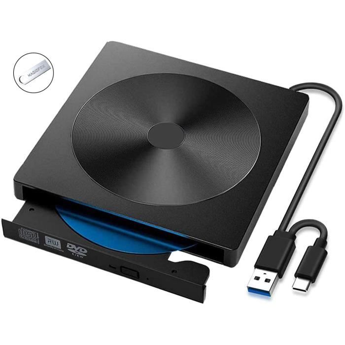 Lecteur CD et DVD - Lecteur externe - USB - Convient pour Mac, Windows et  Linux