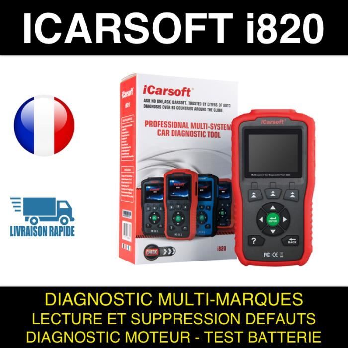 ICARSOFT i820 Valise Diagnostique Multimarque Auto En Français Obd avec Ecran