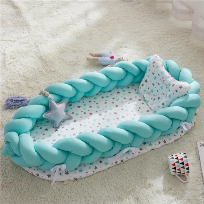 Mogoi Baby Nest Cocon Reducteur De Lit Bebe Nid Douillet Tapis De Sol Coton Tisse Pliable Portable Lavable Bleu Vert Cdiscount Puericulture Eveil Bebe