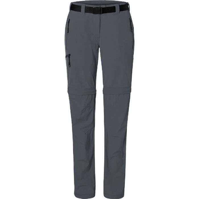 Pantalon trekking 2 en 1 - JN - gris carbone - léger - déperlant - transformable en short