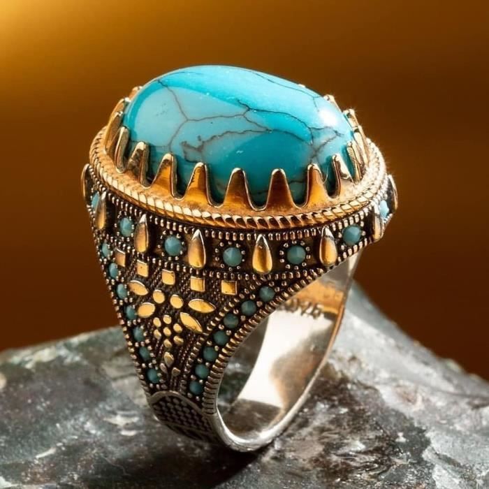 Bague Turquoise Bleue Argent Achat Vente Pas Cher