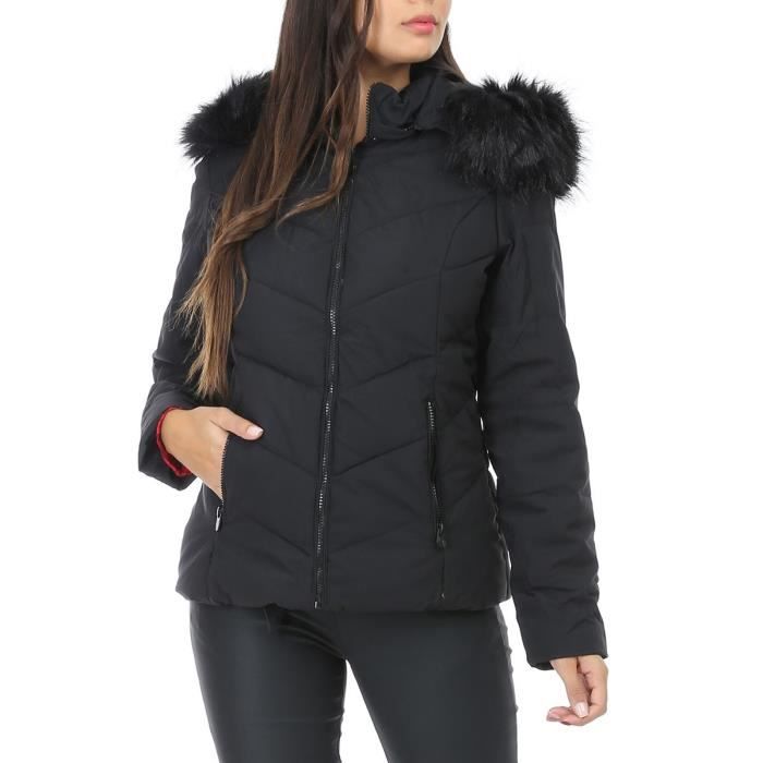 doudoune fourrure noir