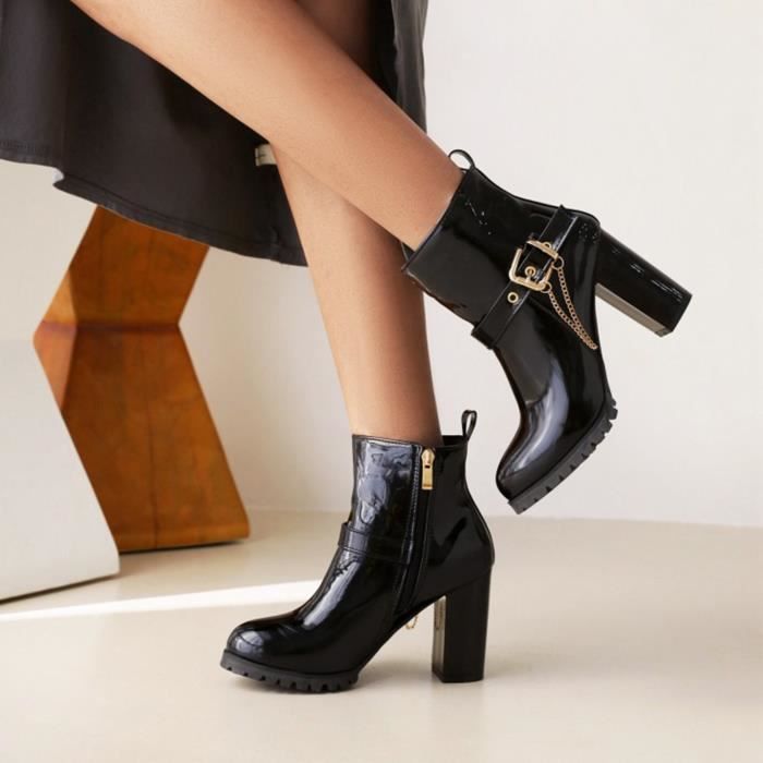 Femmes bottines bout pointu talon haut hiver d contract chaud