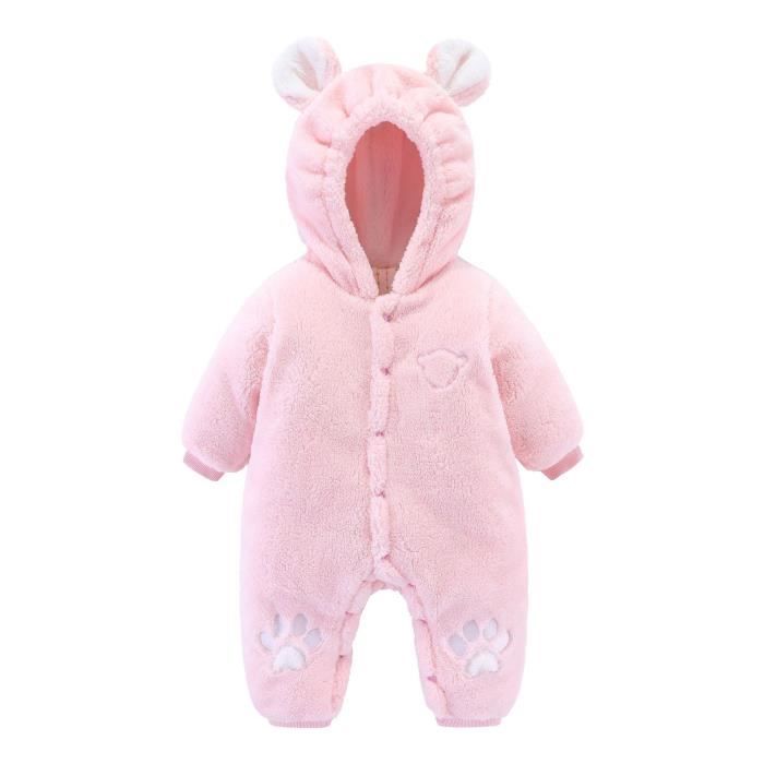Barboteuse Bébé Combinaisons de Neige D/'Hiver à Capuche Garçons Filles Enfants Coupe-Vent Vêtements D/'extérieur Grenouille Rose 1-2 Ans