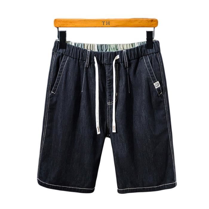 Elastic denim shorts mens deals
