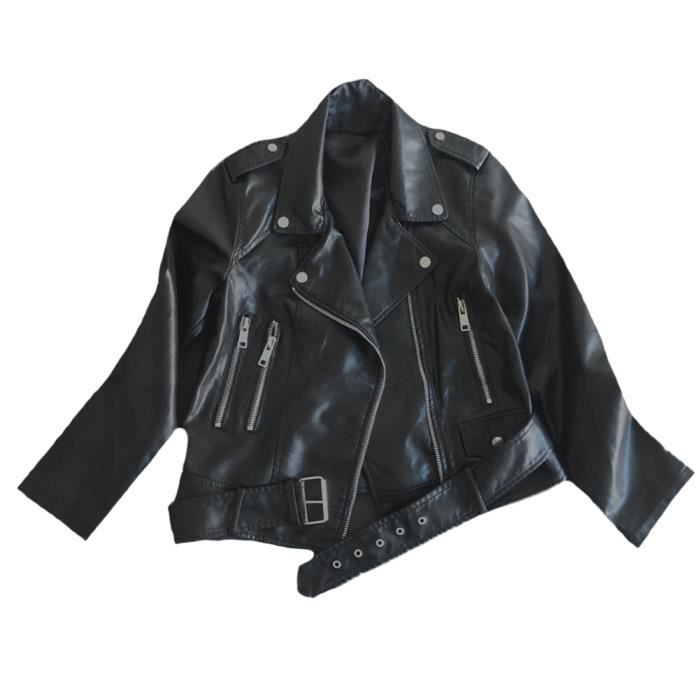 Doudoune Noire Simili Cuir à Fermeture éclair Noir Et Argent Capuche Et Lacets Au Niveau Du Col 3666625787558