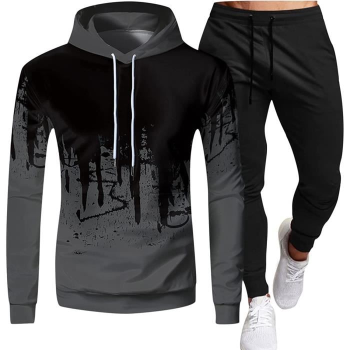 Survêtement Homme Ensemble Jogging Sportif - Activewear - Noir - Fitness - Manches longues - Respirant