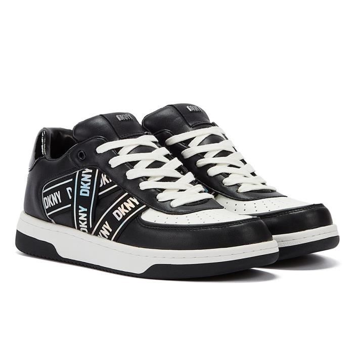 Baskets Femme DKNY Olicia Blanches/Noires - Cuir - Lacets - Plat Baskets Femme DKNY Olicia Blanches/Noires - Cuir - Lacets - Plat