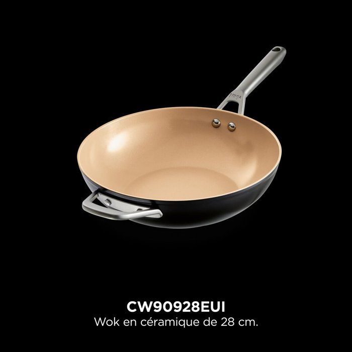 Wok en céramique - Ninja - ExtendedLife CW90928EUI - 28 cm sans couvercle - Sans PFAS ni PFOA - Garantie 5 ans