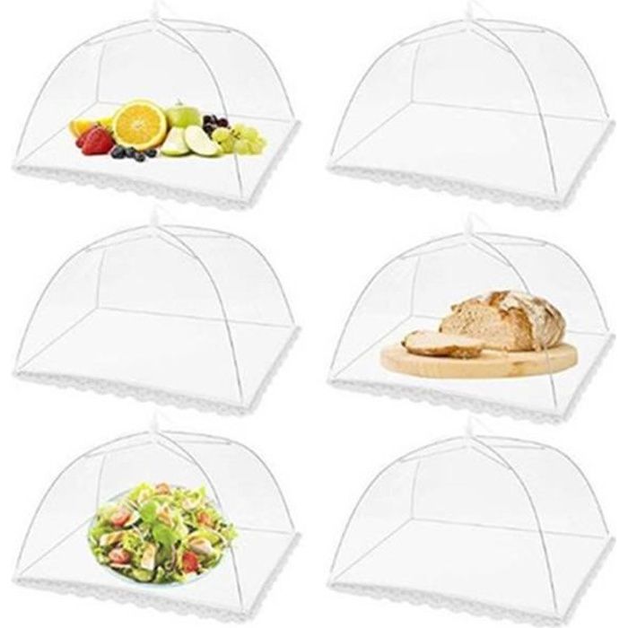 6pcs Cloche Alimentaire Pliable Anti-Mouche Couvercle de Nourriture en