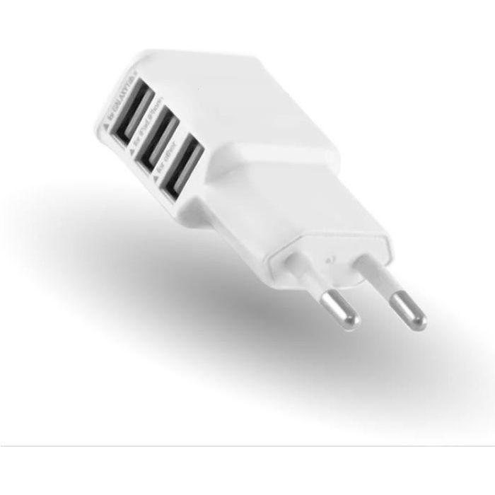 Adaptateur USB 2,1 A extra-plat pour prise Murale exigue