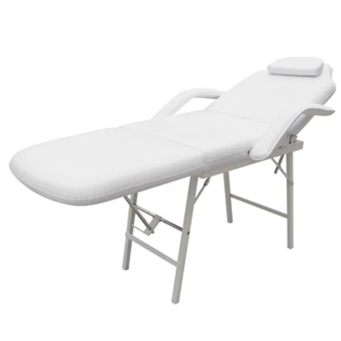 Fauteuil de soins inclinable et pliant - OVONNI - GARS - Simili-cuir Blanc - Contemporain - Design