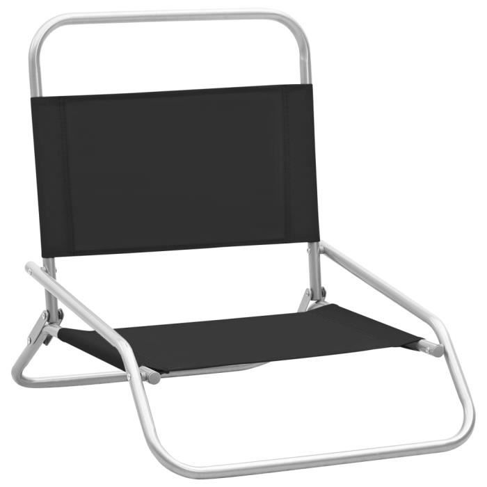 fauteuil - umr - noir chaises de plage pliables 2 pcs noir tissu -[15imw0]