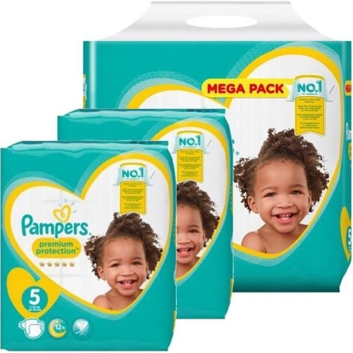 210 x couches bébé Pampers Taille 5 premium protection Cdiscount