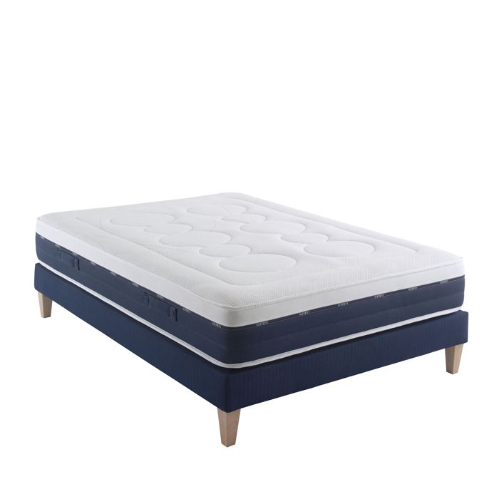 Ensemble matelas ressorts et mémoire de forme sommier et pieds Rêve 600 - SOMEO 140x210 - Blanc - Garantie 7 ans - Someo