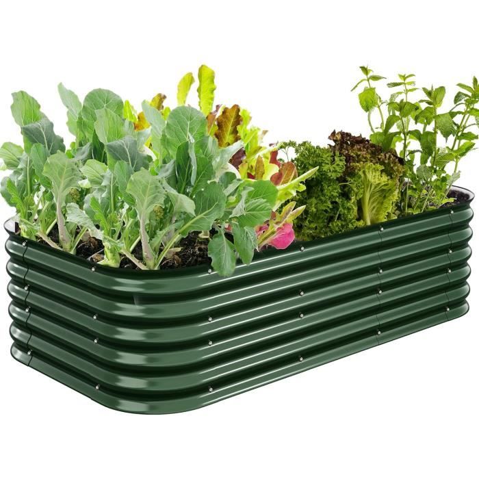 Potager Surélevé En Métal 180x90x60cm - Jardinière Extérieure Pour Légumes Et Fleurs - Structure Durable