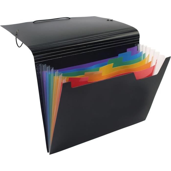 Trieur Horizontal VIQUEL RAINBOW 13 Compartiments - Polypropylène 8/10e - Noir Et Multicolore - Format A4