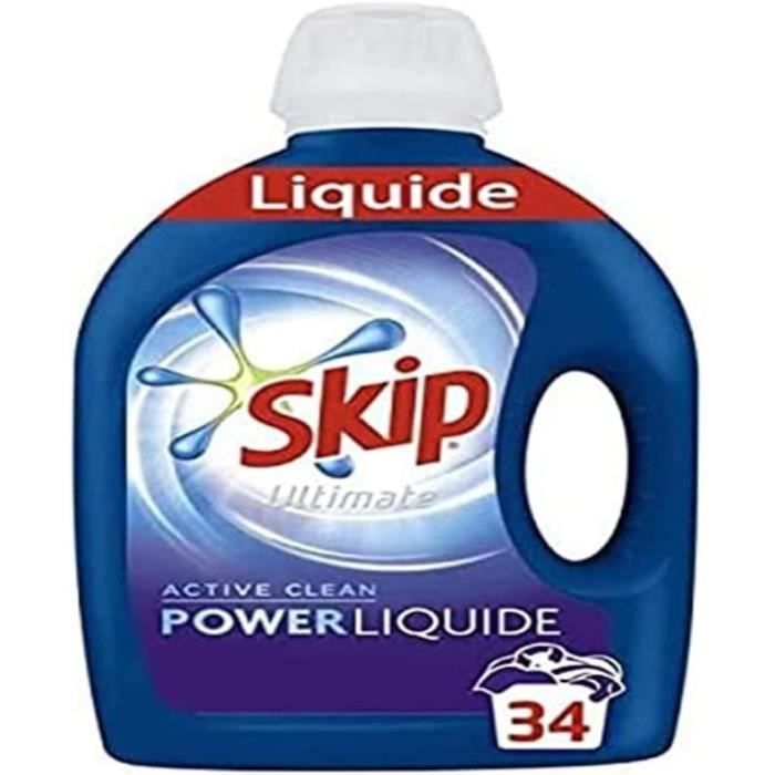 Skip Lessive Liquide Ultimate Active Clean, Propreté impeccable, Fraicheur longue durée, 34