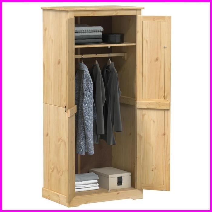 Garde-robe - V BESTLIFE - Corona - Bois de pin massif - 2 portes - 76x50x170 cm