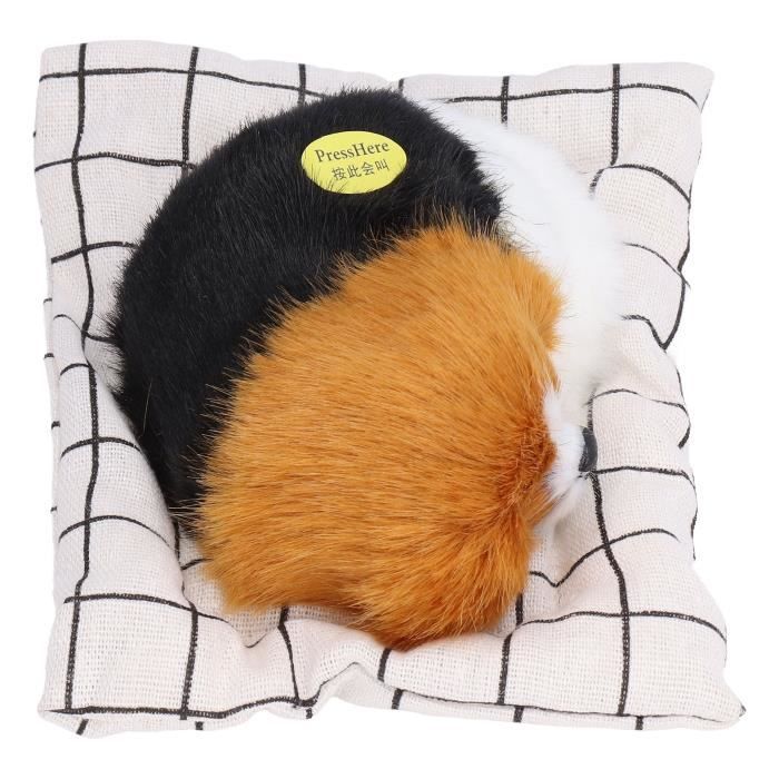Dilwe Peluche Chat Simulation Avec Son – Coussin Doux Et Réaliste – Cadeau Enfant Et Décoration Maison (Jaune Et Blanc