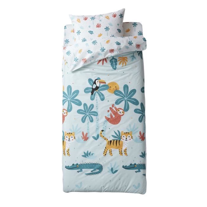 VERTBAUDET Tour De Lit Pare-Chocs Baby Fox Oeko-Tex® - Bleu Multicolore, 6 Éléments Avec Renards 3D, Respirant Et Fixation Scratch