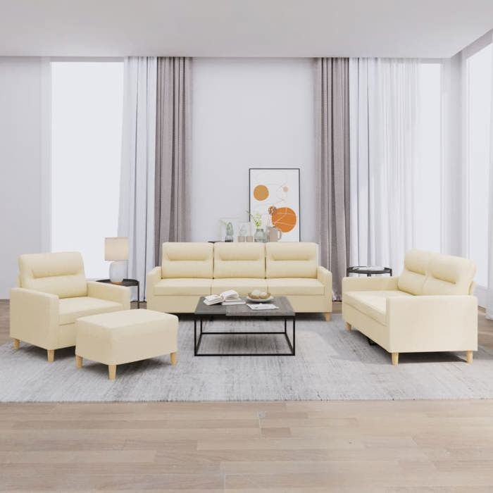 vidaXL Ensemble de Canapés avec Coussins 4 pcs Canapés avec Accoudoirs Ensemble de Meubles avec Repose-pieds Salon 3201546