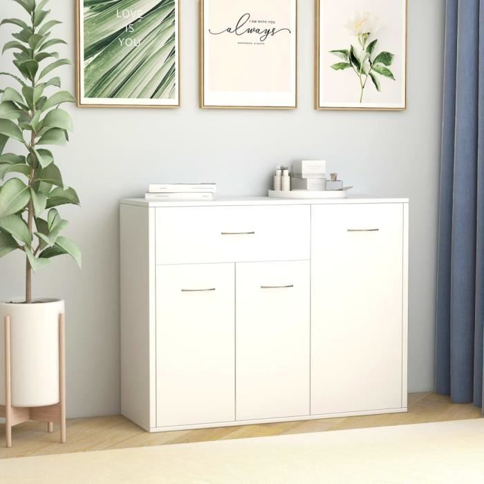 Elegant BAHUT Cuisine - ENFILADE - Buffet Blanc 88x30x70 cm Bois dingénierieBonne vie31335 - Blanc 26 Kg