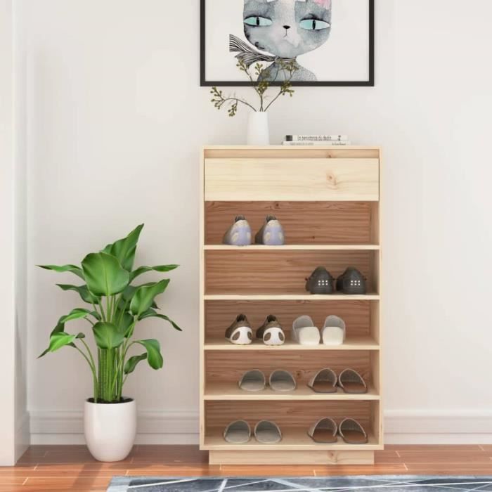 vidaXL Armoire à chaussures 60x34x105 cm Bois de pin massif 813550